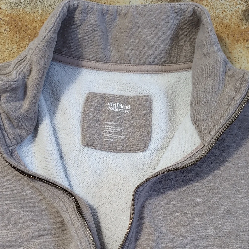 Girlfriend Collective Cotton Sweat Set Pants Joggers Pullover Sand Size M - Picture 5 of 15
